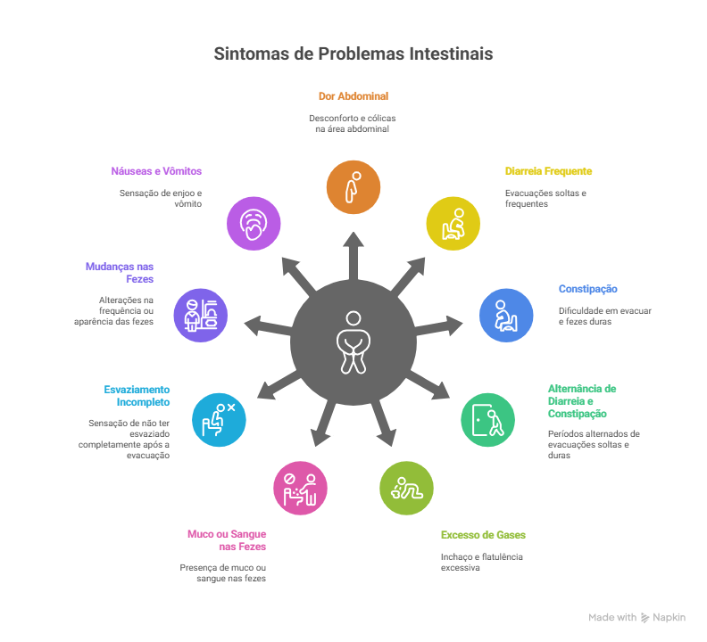 imagem mostrando exemplos de problemas intestinais
